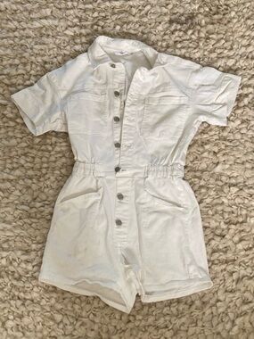 Talula White Short-Sleeve Button Romper